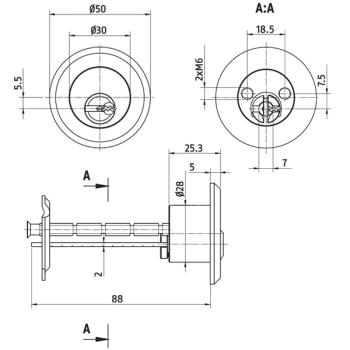 Preview: Außenzylinder ABUS Bravus.2500 MX Magnet - für Türzusatzschlösser